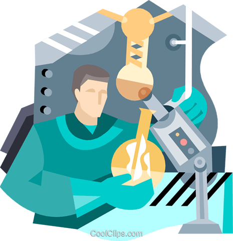 Man Working In Lab Royalty Free Vector Clip Art Illustration - Science Lab Vector Png (465x480), Png Download