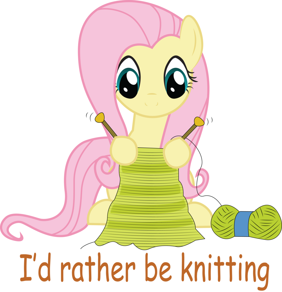 Swivel-zimber, Fluttershy, Knitting, Pony, Safe, Simple - I D Rather Be Knitting (991x1024), Png Download