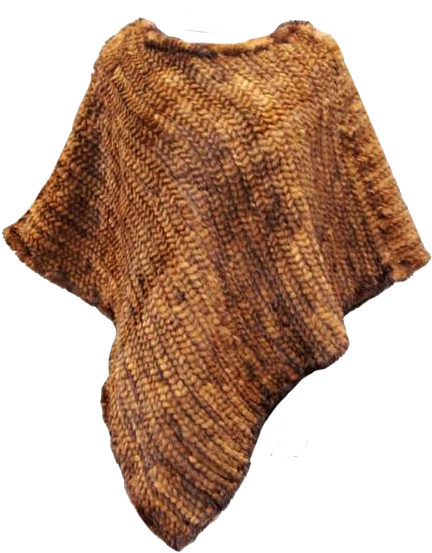 Asymmetrical Knitted Mink Poncho - Knitting (470x567), Png Download