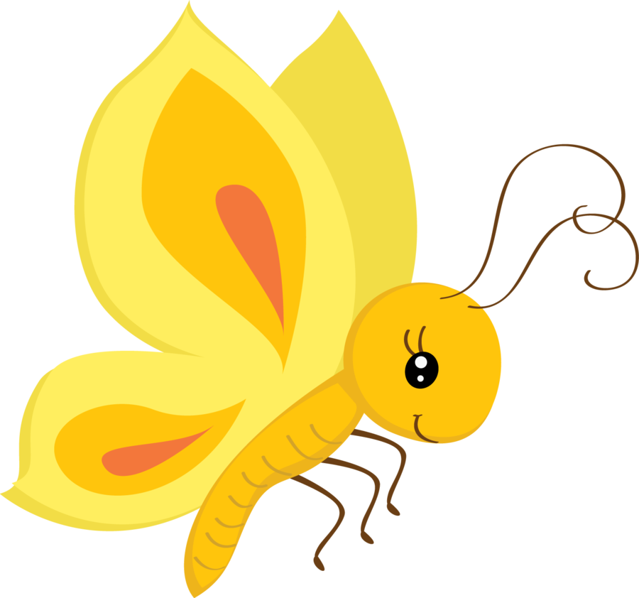 Cute - Yellow Butterfly Clipart Png (900x842), Png Download