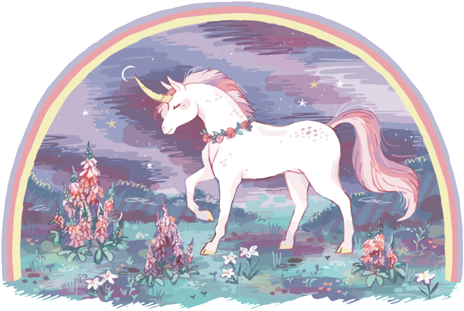 Painted Fairy White Horse Pattern - Unicornios Pintados A Mano (1024x687), Png Download