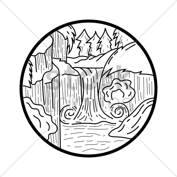 Transition Drawing Waterfall Png Library Library - Vector Graphics (600x600), Png Download