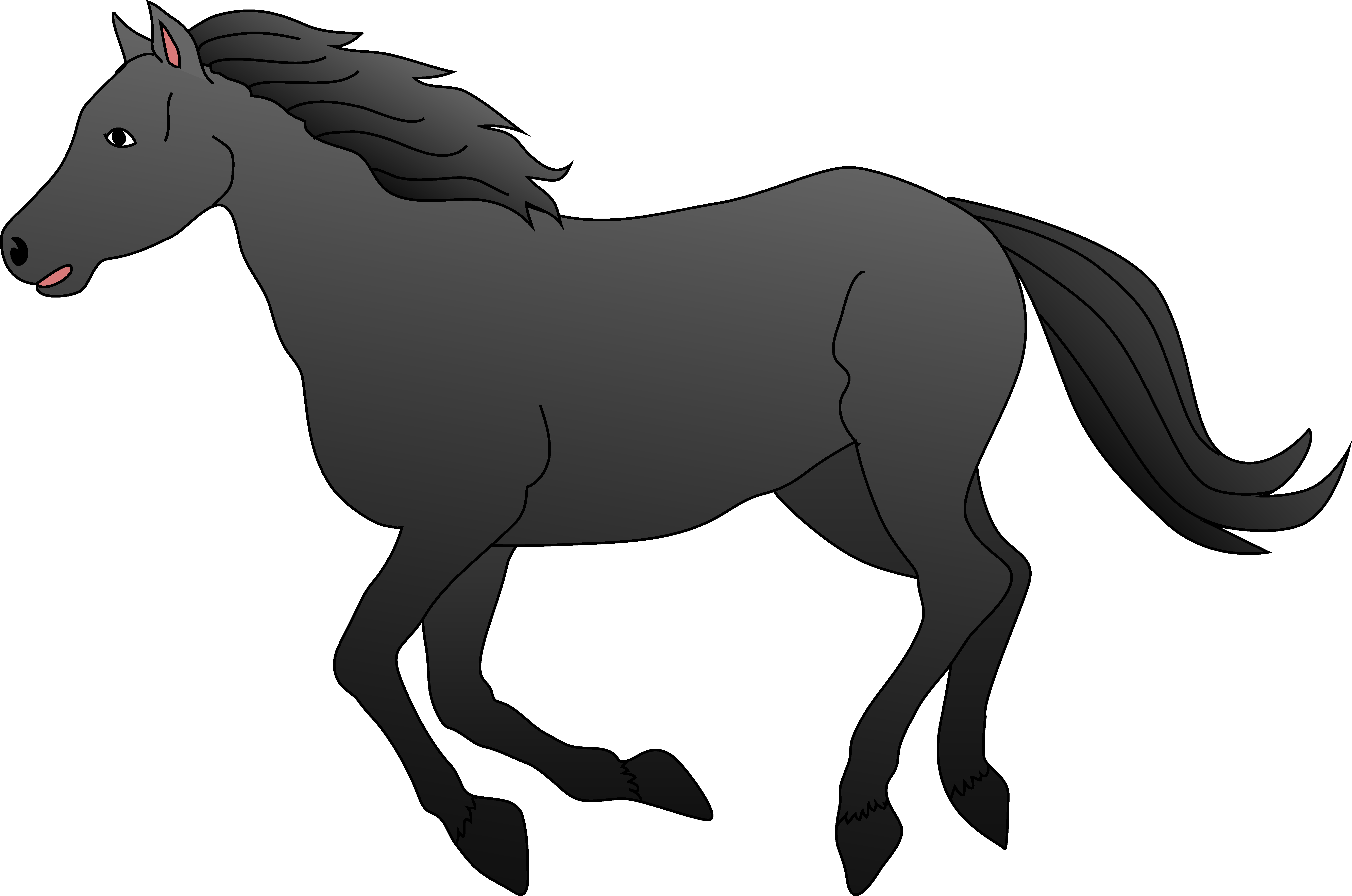 Stallion Clipart Black Horse - Clip Art Of Horse (6680x4427), Png Download