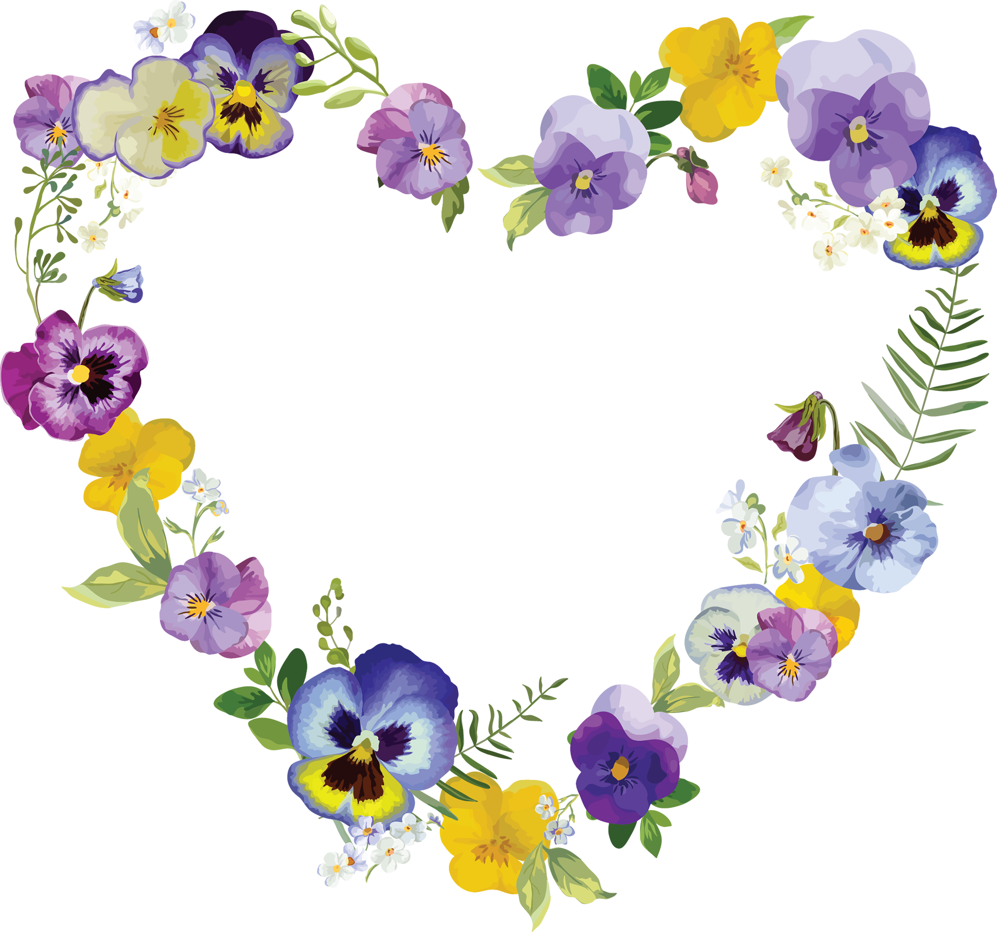 Purple Flowered Heart Frame - Heart Frame (2000x1870), Png Download