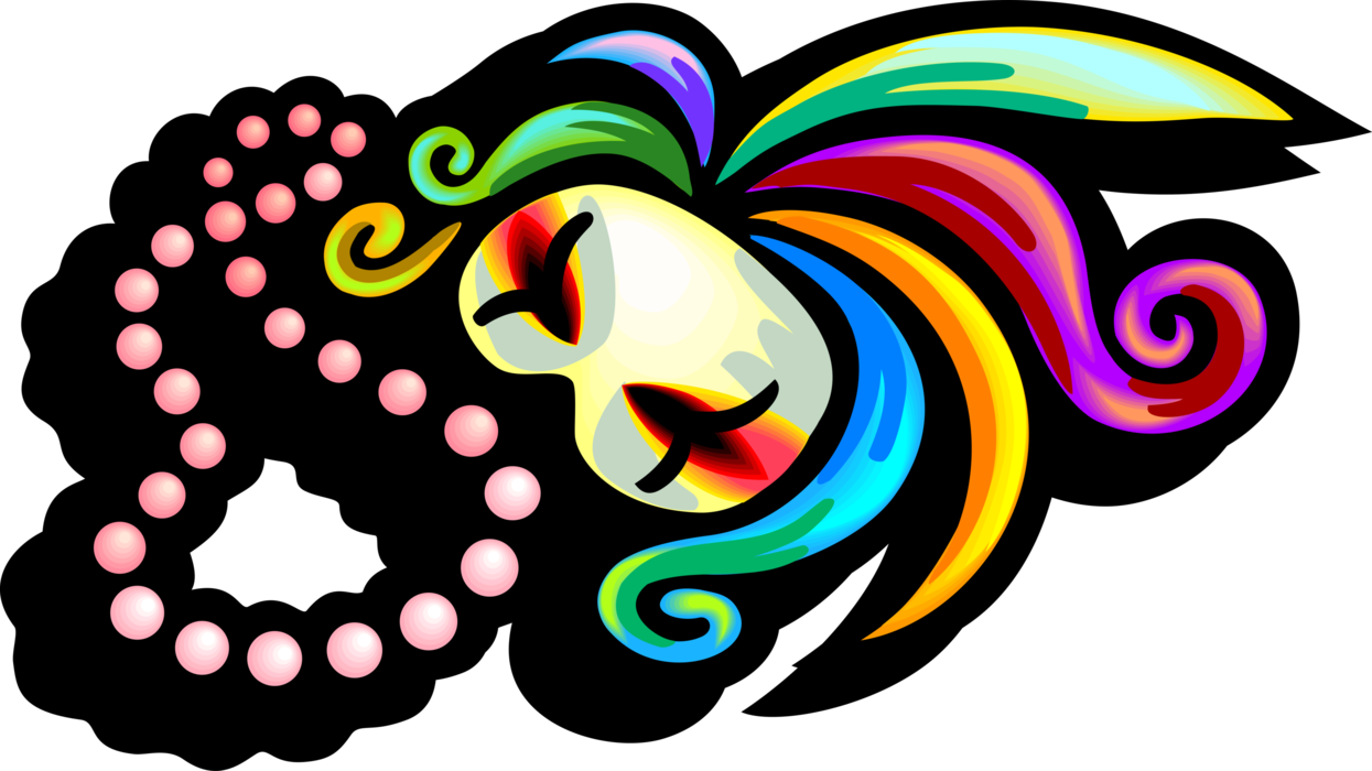 Vector Illustration Of New Orleans Mardi Gras, Shrove - Mardis Gras Ukulele Karte (1245x700), Png Download