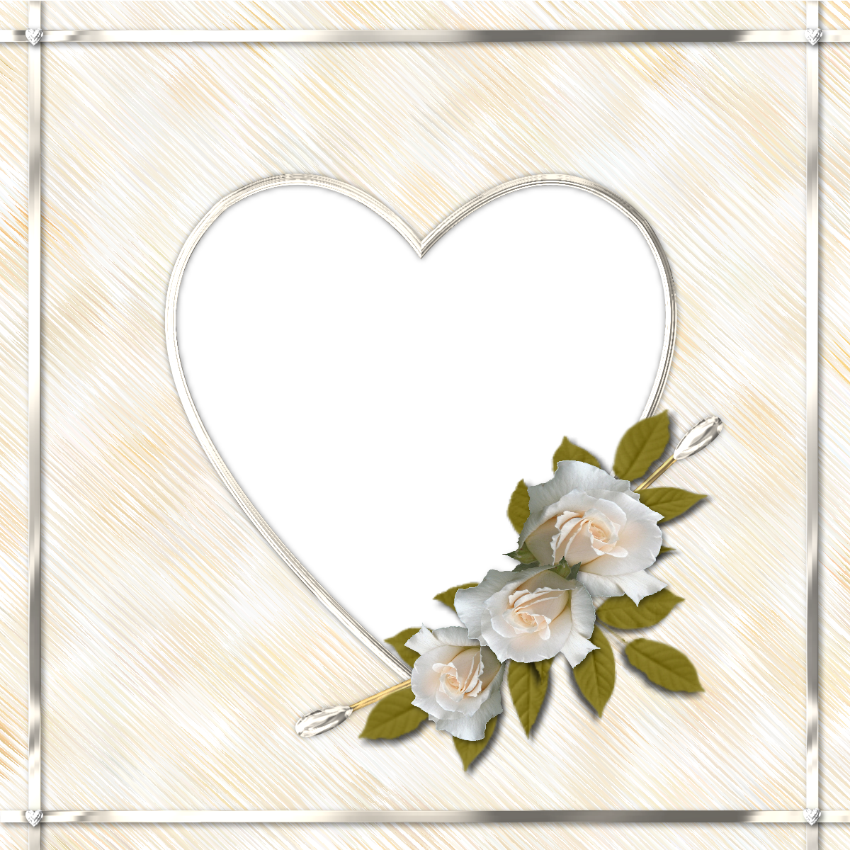 White Rose Clipart Love Frame - Beautiful Heart Photo Frame (1200x1200), Png Download
