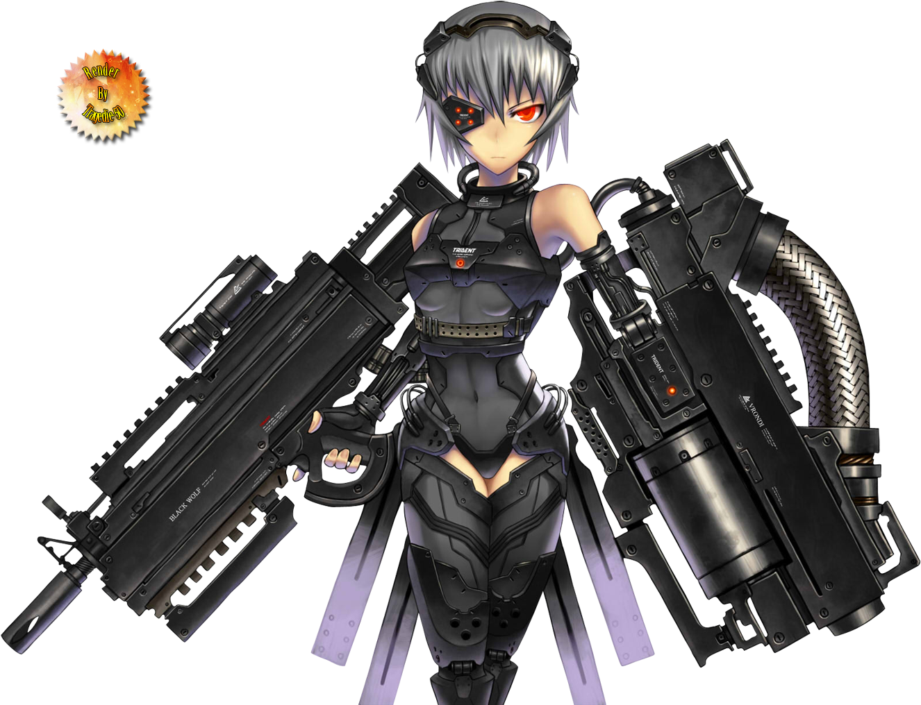 Cyborg - Hey Mangas - Anime Girls As Weapons (1500x1071), Png Download