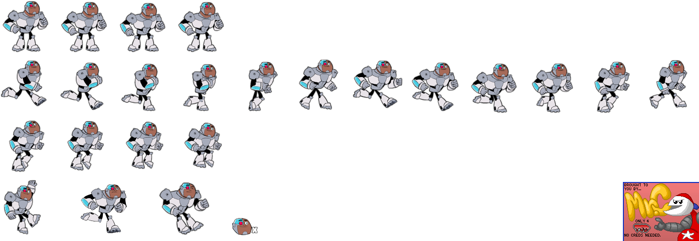 Click For Full Sized Image Cyborg - Teen Titans Go Sprite Sheet (1440x500), Png Download