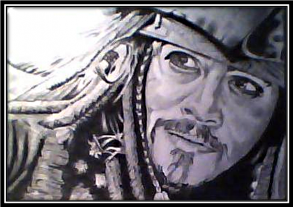 Johnny Depp By Kholsu Khatun - Self-portrait (605x427), Png Download