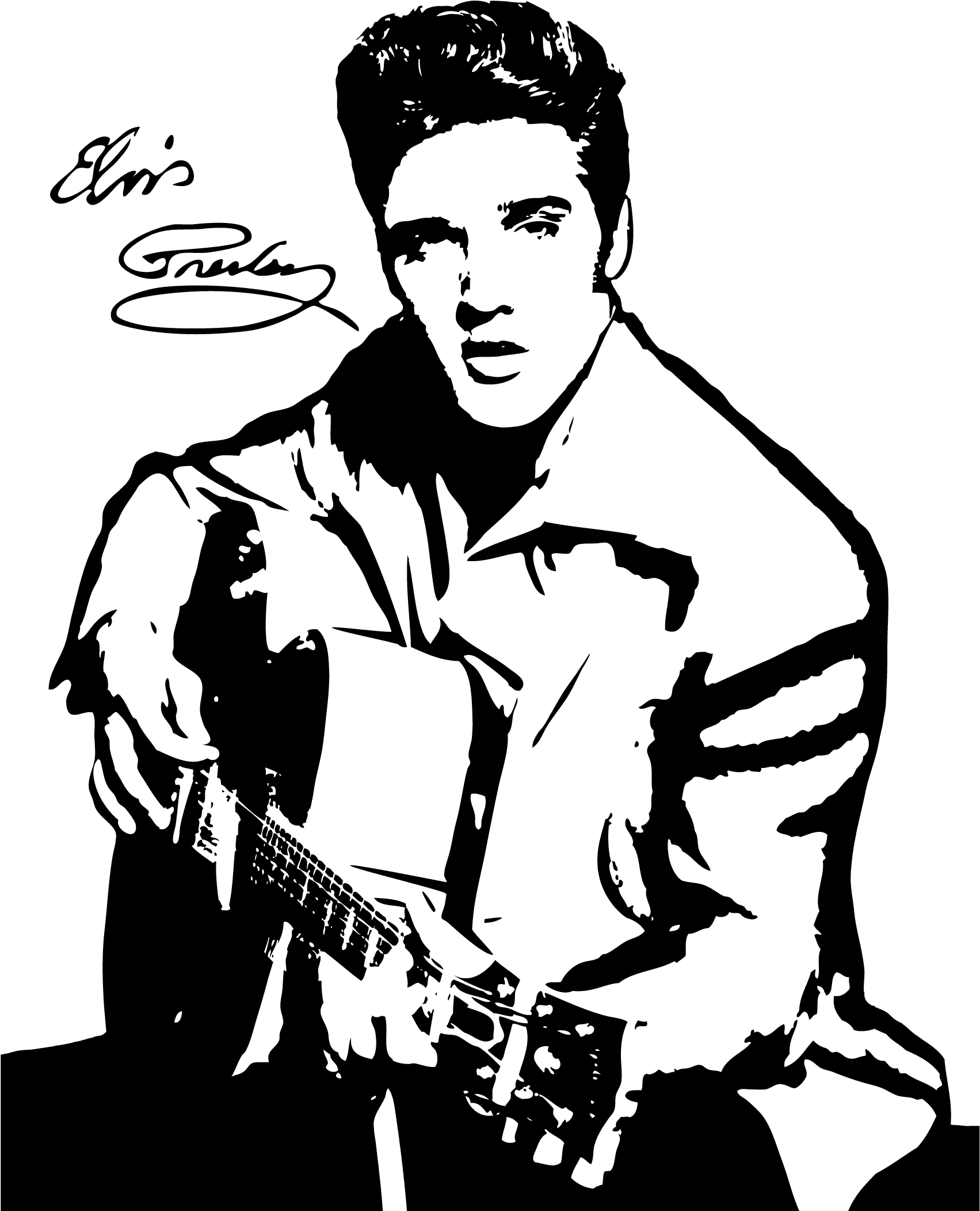Elvis Line Drawing At Getdrawings - Outline Elvis Presley Drawing (1770x2172), Png Download