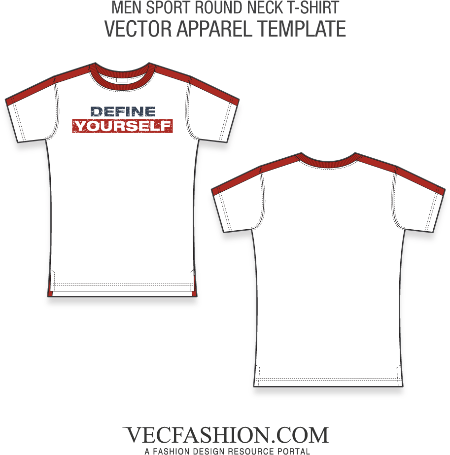 Men Sport Round Neck T-shirt Fashion Flat - Diagram (1000x1000), Png Download