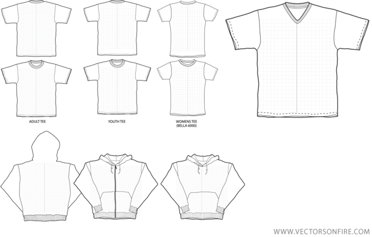 T-shirt And Hooded Sweater Templates Free Download - Blank T Shirt Template (749x477), Png Download