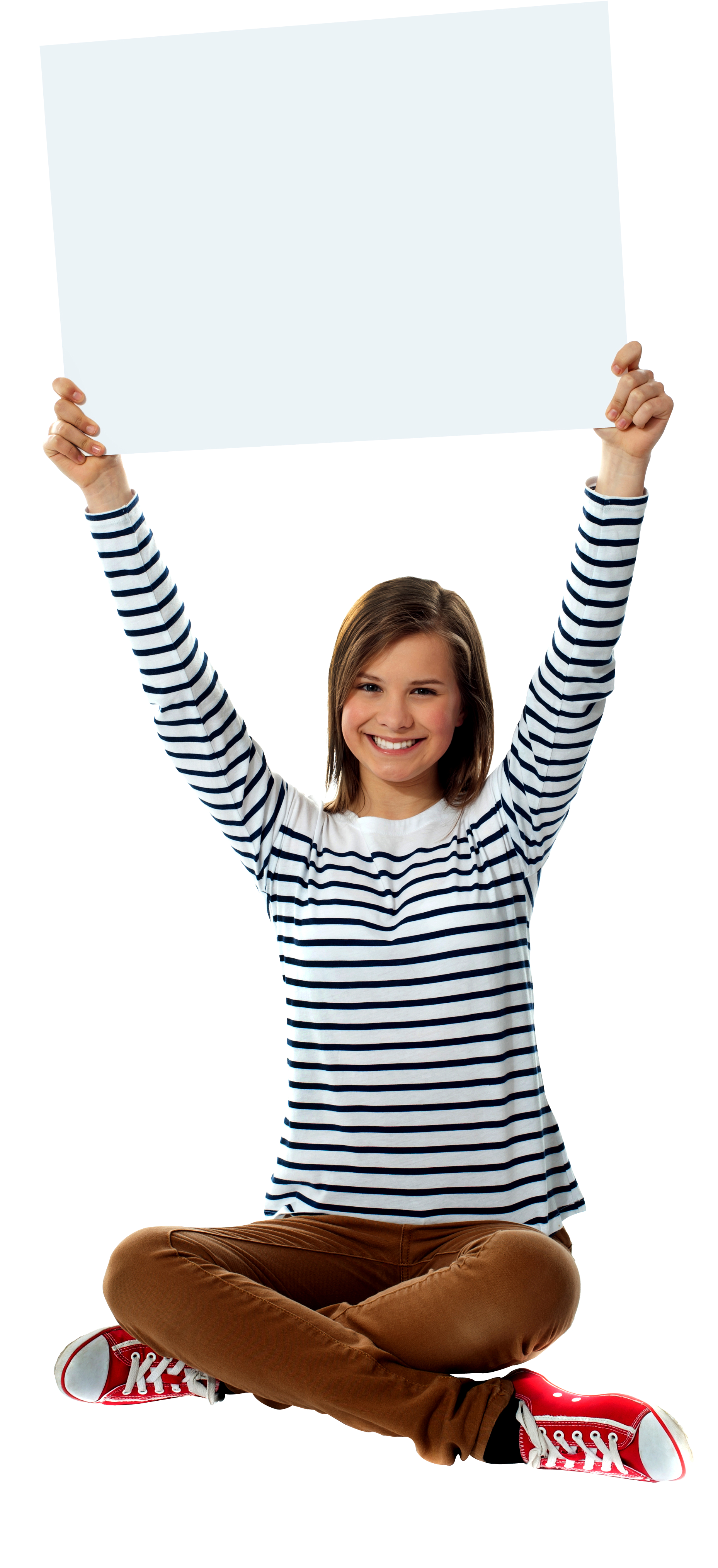 Girl Holding Banner Png - Sitting (2595x4206), Png Download