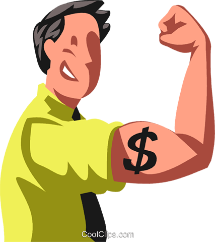 Man Flexing His Financial Strength Royalty Free Vector - Illustration (427x480), Png Download