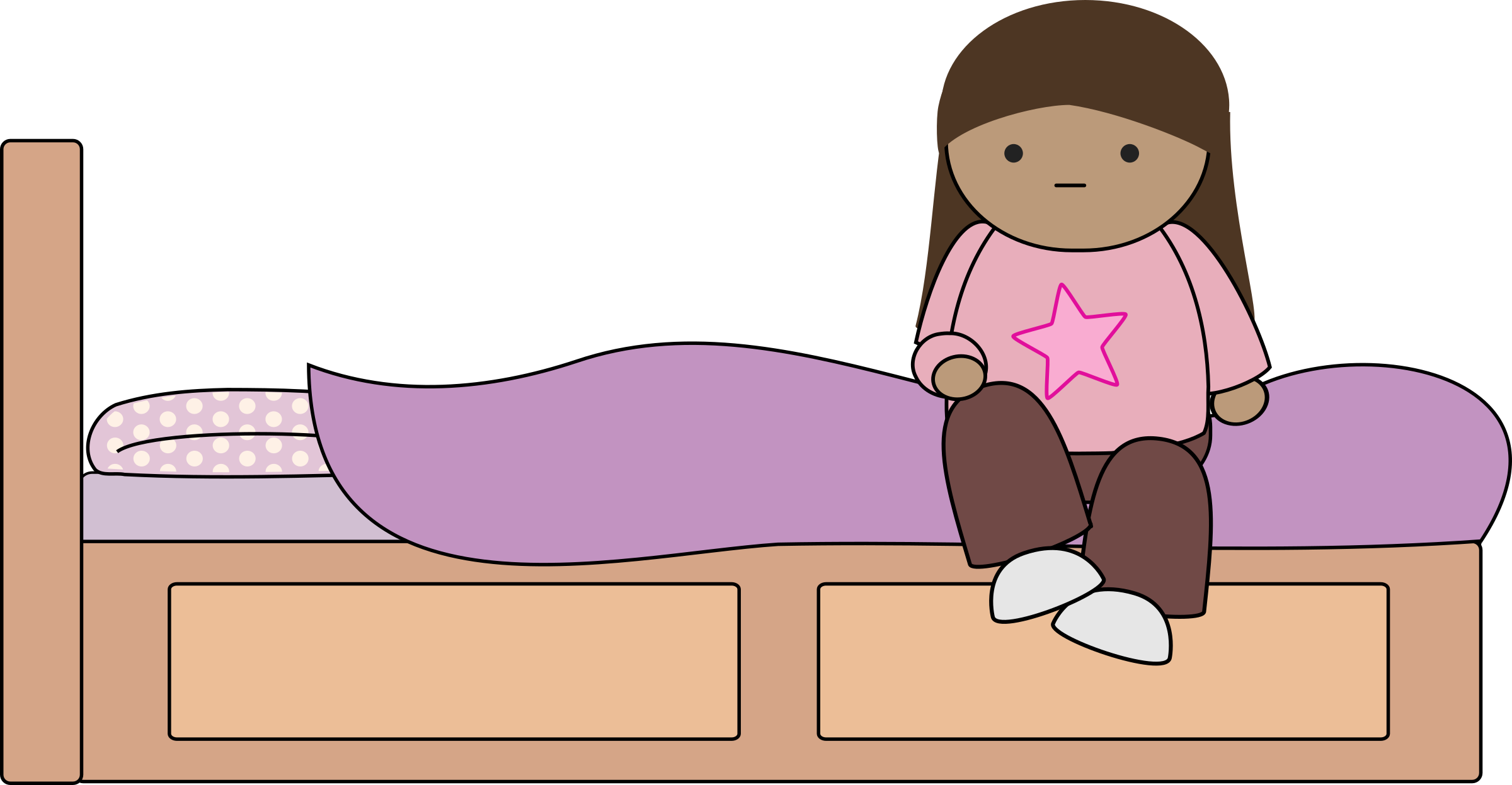 28 Collection Of Girl Sitting On Bed Clipart - Girl On The Bed Clipart (2400x1247), Png Download