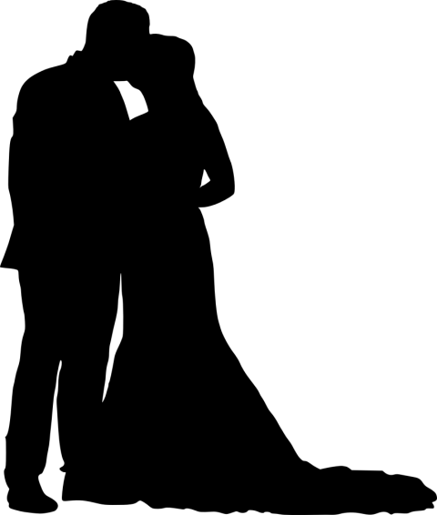 Free Png Bride And Groom Silhouette Png Images Transparent - Bride Silhouette Png (480x566), Png Download