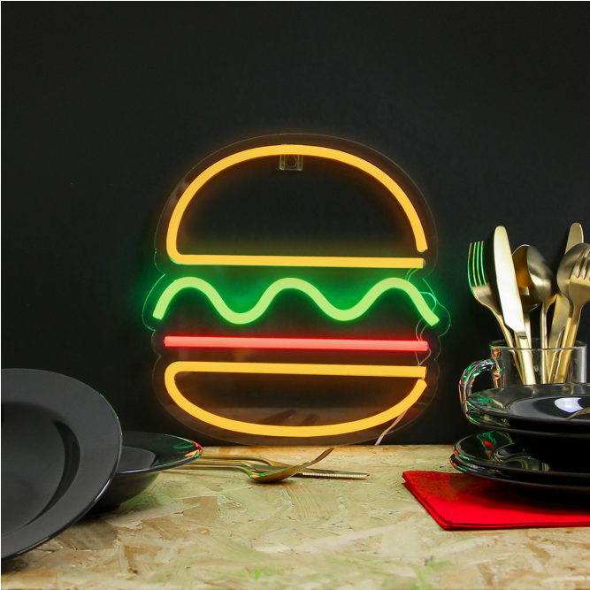 Neon Sign Burger - Burger Physical Therapy (1000x666), Png Download