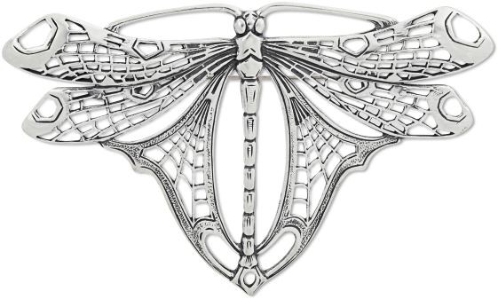 Brooch L Art Nouveau L Dragonfly L Sterling Silver - Art Nouveau Insect Drawing (560x420), Png Download