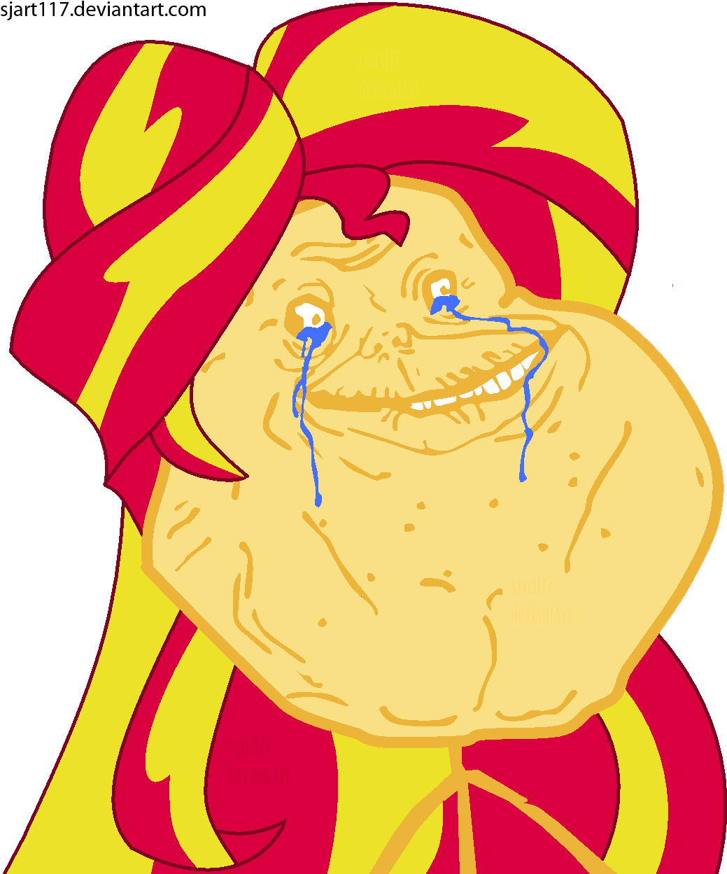Vector Freeuse Library Drawing Sunsets Cartoon - Forever Alone Sunset Shimmer (1137x1274), Png Download