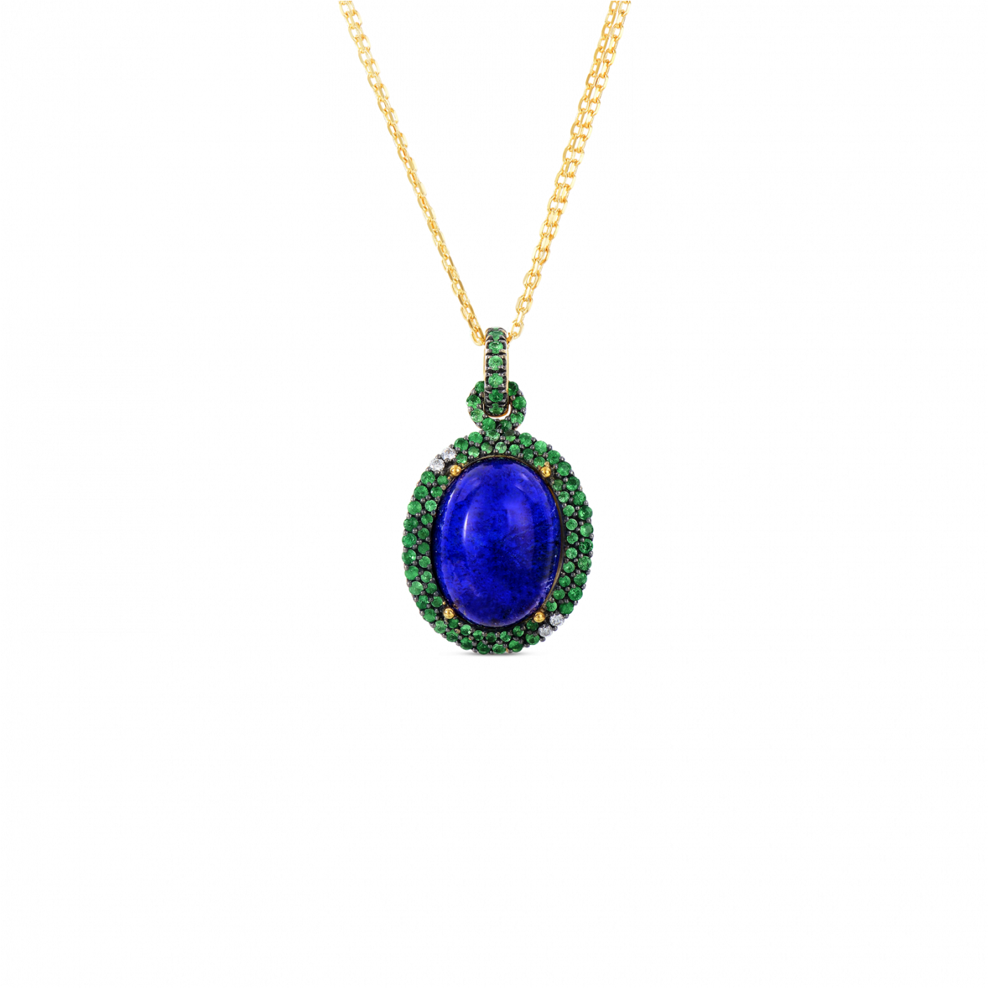 Roberto Coin Art Deco Drop Pendant With Lapis And Tsavorite - Mavi Taşli Kolye (1410x1800), Png Download