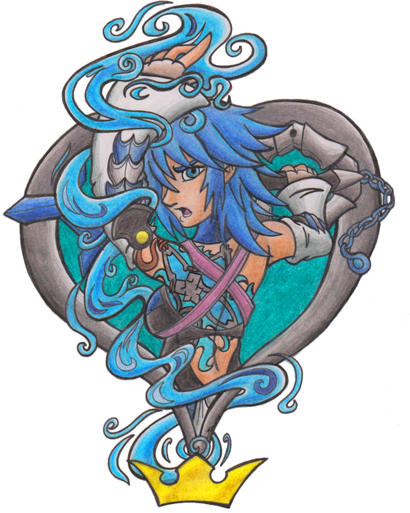 Color Ink Aqua Tattoo Design - Kingdom Hearts Aqua Tattoo (799x999), Png Download