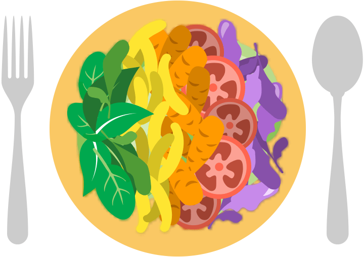 Eat A Rainbow Of Fruit And Vegetables - Spoon With Fruits And Vegetables (720x509), Png Download