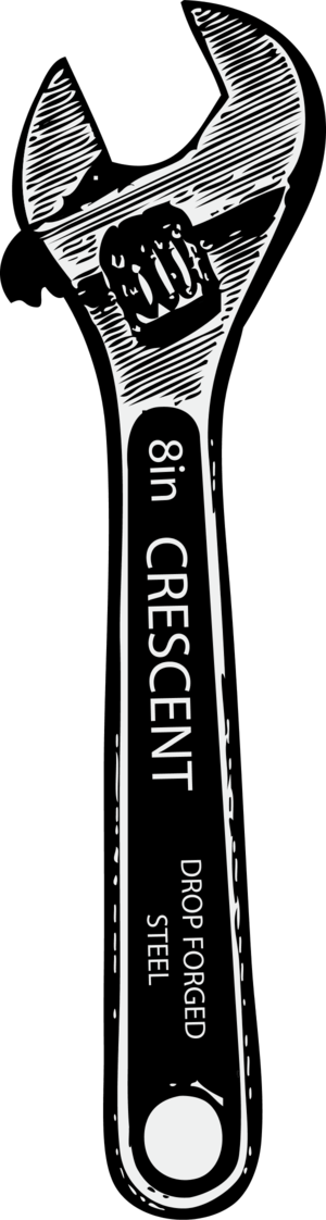 Adjustable Crescent Wrench Vector Clip Art - Crescent Wrench (300x1122), Png Download