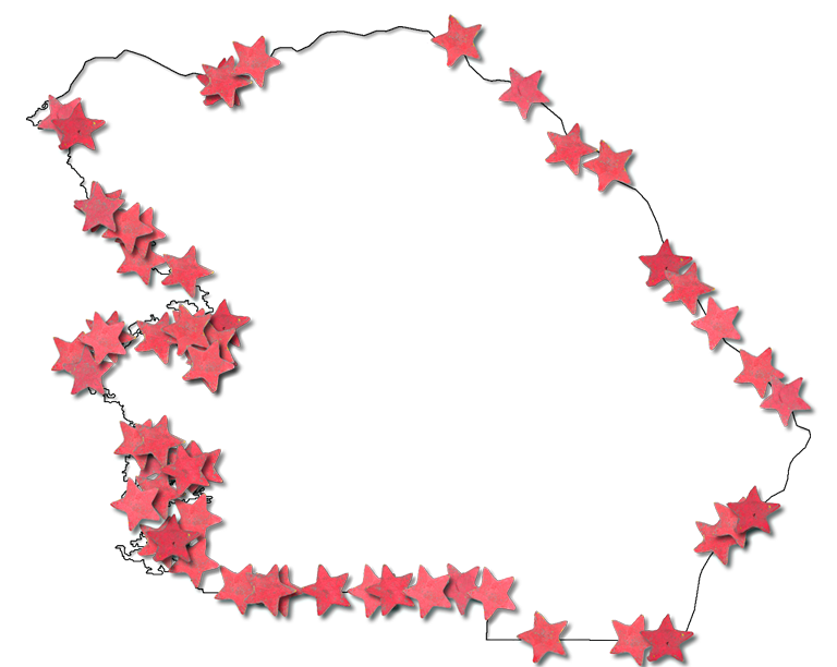 A Map Of Citrus With A Thin Black Outline, Inner Drop - Flower (768x612), Png Download