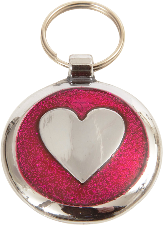 Luxury Glitter Deep Pink Heart Designer Dog Tag Shimmer - Keychain (863x863), Png Download