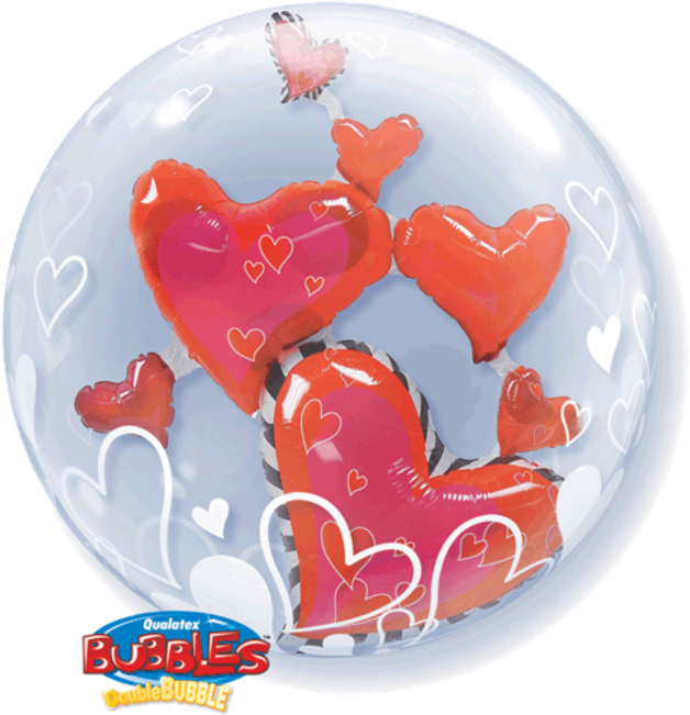 Lovely Floating Hearts 24r Double Bubble - Bubbles San Valentin Qualatex (650x650), Png Download