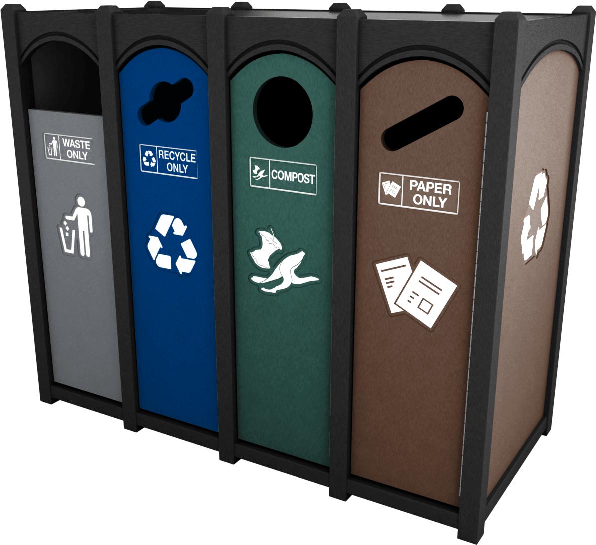 Quad Front Load Recycling Bin - Plywood (1500x1500), Png Download