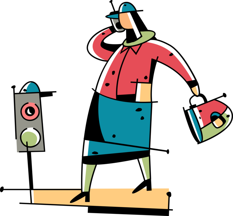 Vector Illustration Of Businesswoman Speaks On Mobile (755x700), Png Download