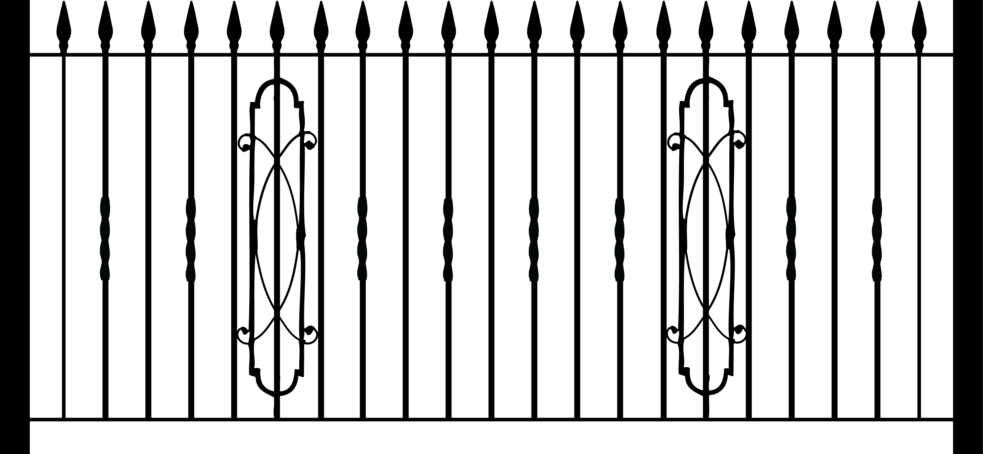 Cheltenham Railing - Fence (3438x1589), Png Download