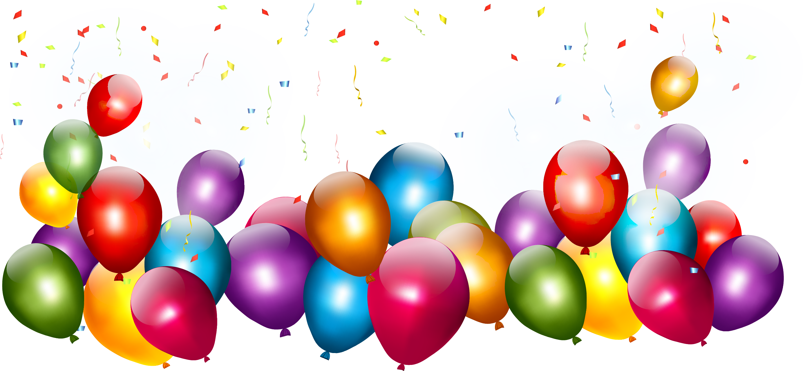 Balloon Clipart Banner - Confetti And Balloons Png (2768x1280), Png Download