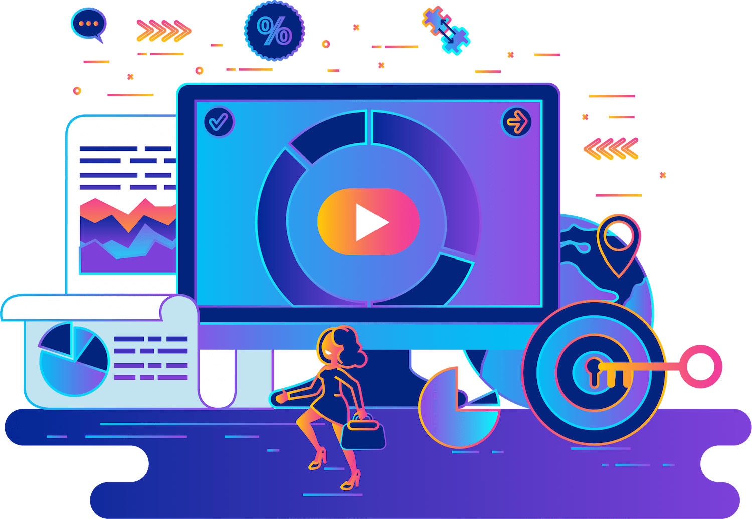 The Brief - Digital Marketing Line Vector Banner (1500x1036), Png Download