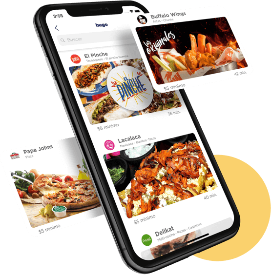 ¡la Primera Aplicación Móvil Que Te Permite Ordenar - Hugo App (555x564), Png Download