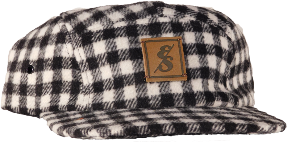275 Black & White Checkered Wool 5 Panel Camper - Baseball Cap (1000x750), Png Download