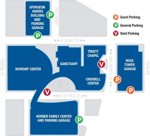Campus-map - First Baptist Dallas Criswell Center (596x541), Png Download
