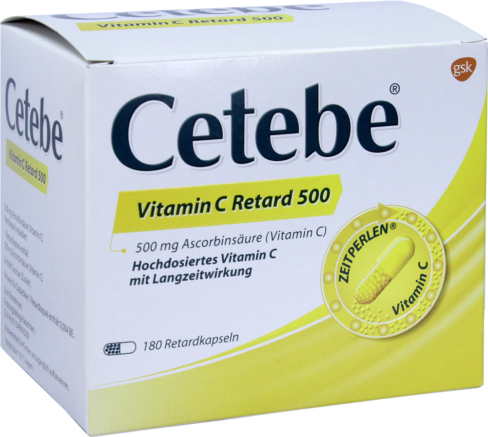 Cetebe Vitamin C Retard 500, 500 Mg Hartkapsel - Box (1000x1000), Png Download