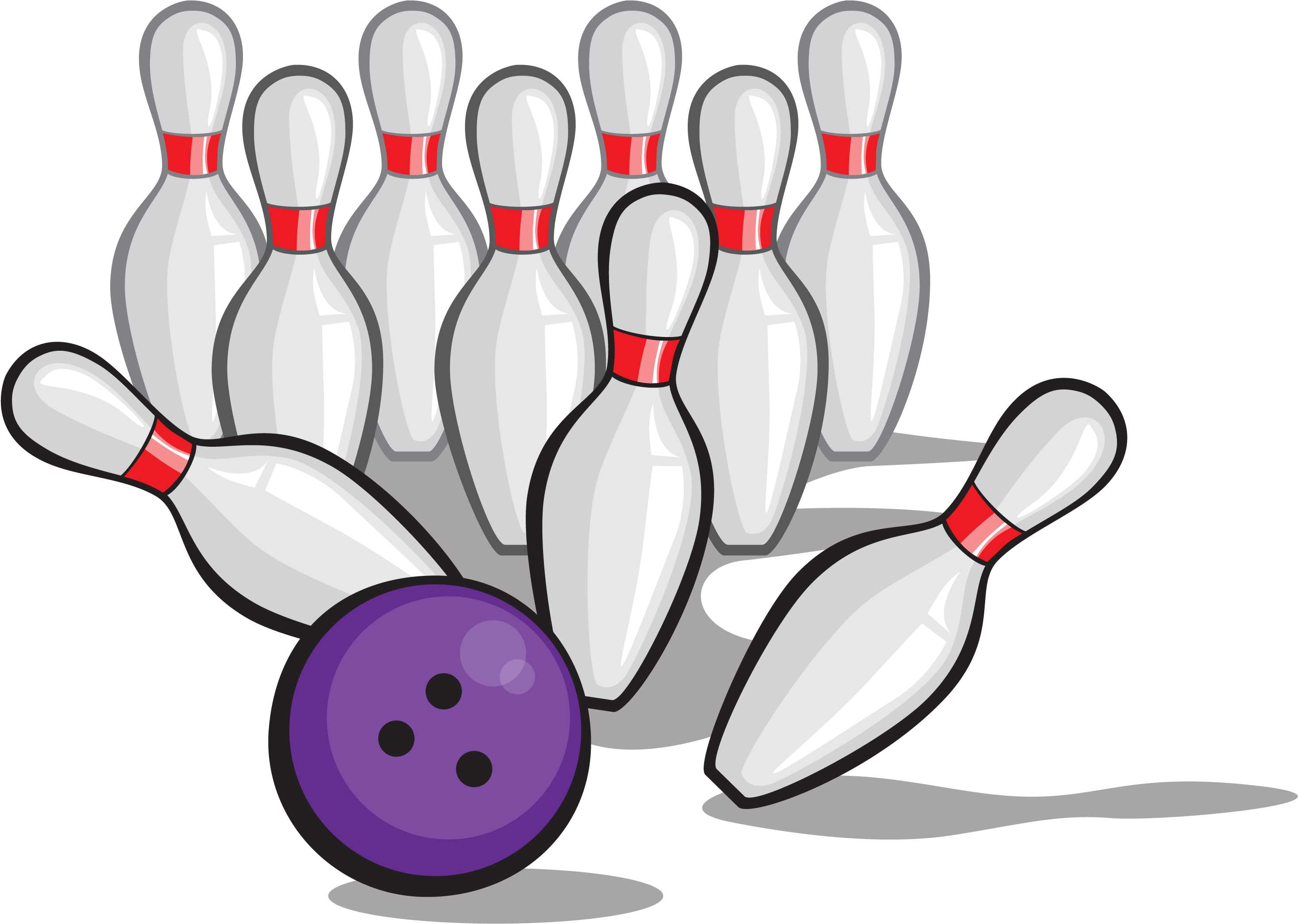 Bowling Pin Bowling Ball Clip Art - Clip Art Ten Pin Bowling (3106x2500), Png Download