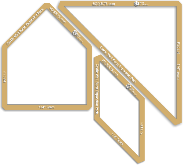 18" Windowed Castle Wall Templates With 1/4" Seam Allowance (600x539), Png Download