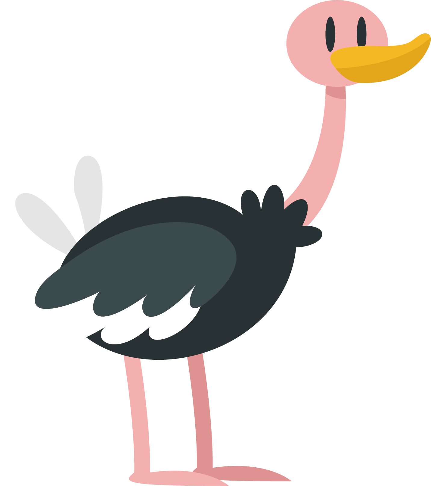 Common Ostrich Cartoon - Drawing (1432x1613), Png Download
