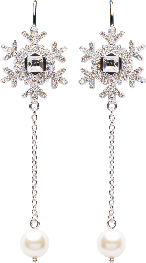 Silver Snowflake Earrings - Earrings (2400x2400), Png Download