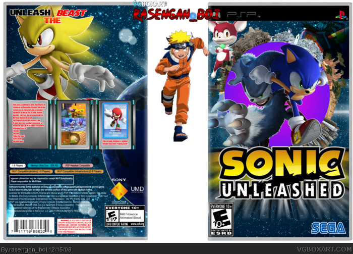 Psp Box Art Cover By Rasengan Boi - Sonic Unleashed (700x503), Png Download