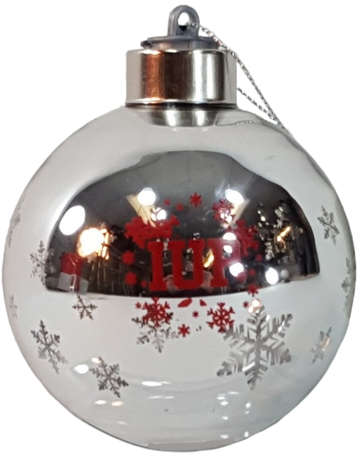 Ornament, Glass Light Up, Silver, Iup Snowflake Design - Christmas Ornament (525x658), Png Download