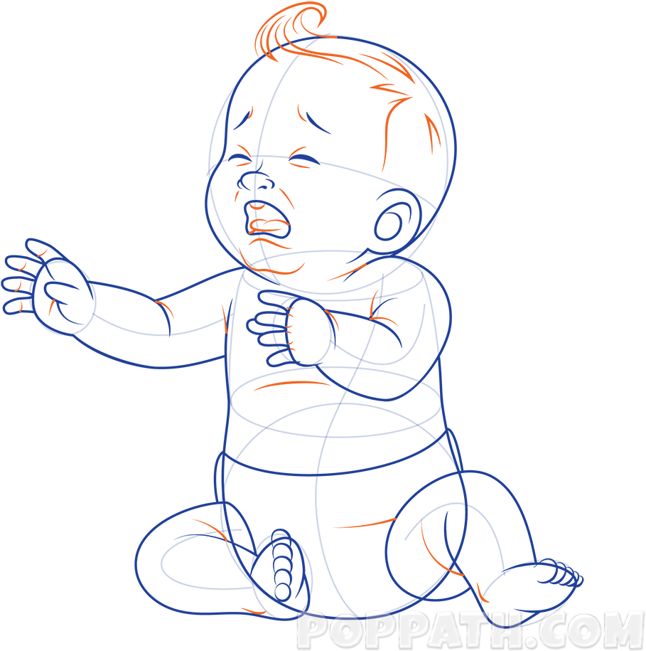 How To Draw A Baby Crying Pop Path Pertaining To Baby - Drawing Of A Baby Crying (1000x1000), Png Download