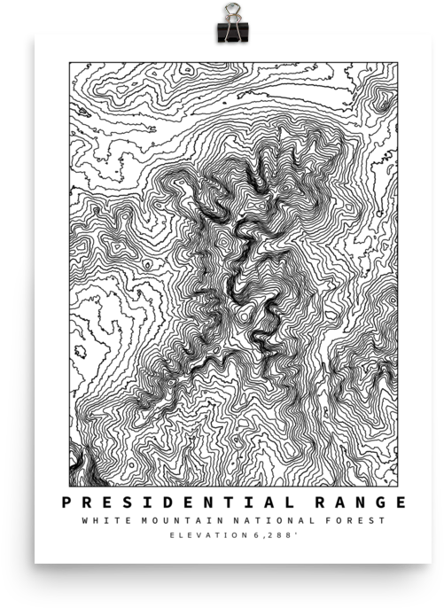 Presidential Range Topographic Map Art - Motif (1000x1000), Png Download