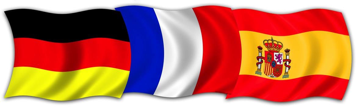 French German And Spanish Flags Best Picture Of Flag - French Spanish And German Flags (1200x358), Png Download