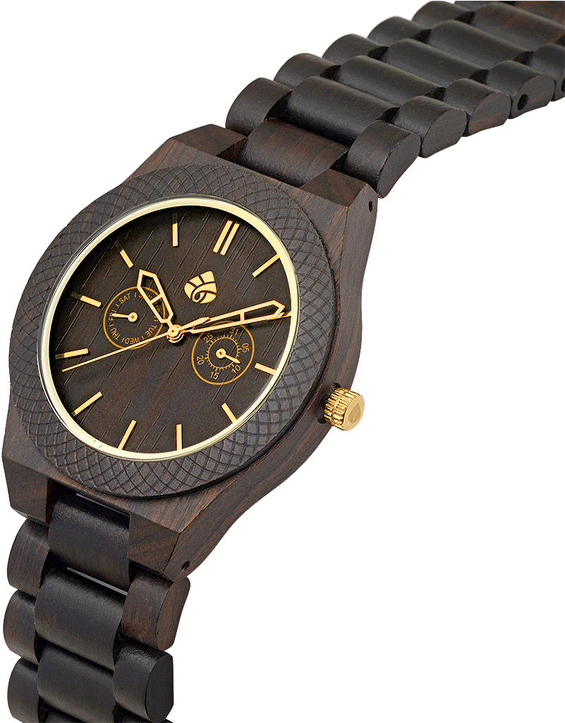 Leafwood, Juglan Nut Gold, Sandalwood Mens Wood Wrist - Analog Watch (1024x1024), Png Download