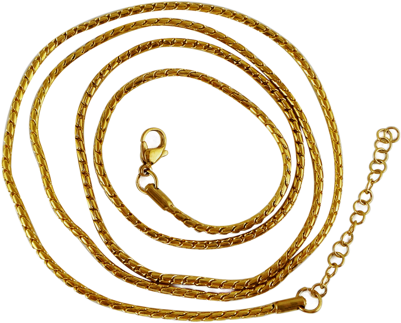 Stainless Steel Gold Plated Snake Ball Chain 80cm And - Spiral (1700x1466), Png Download
